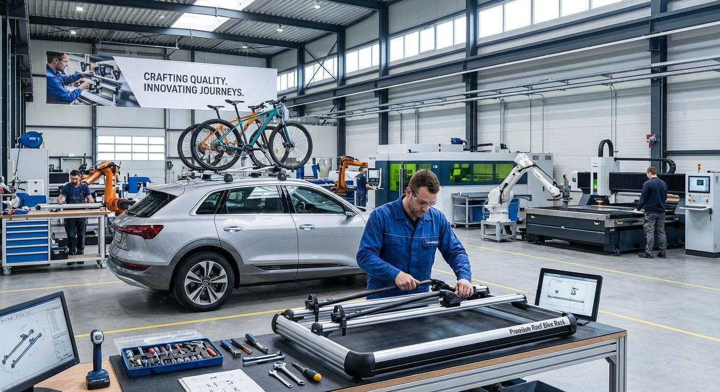 Person standing in a factory with machinery in the background